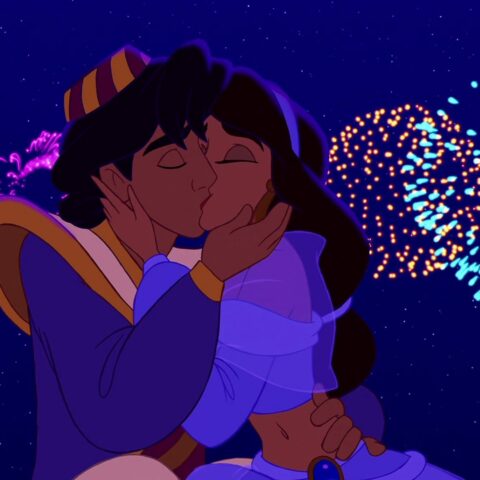 Kuss zwischen Aladin und Jasmin